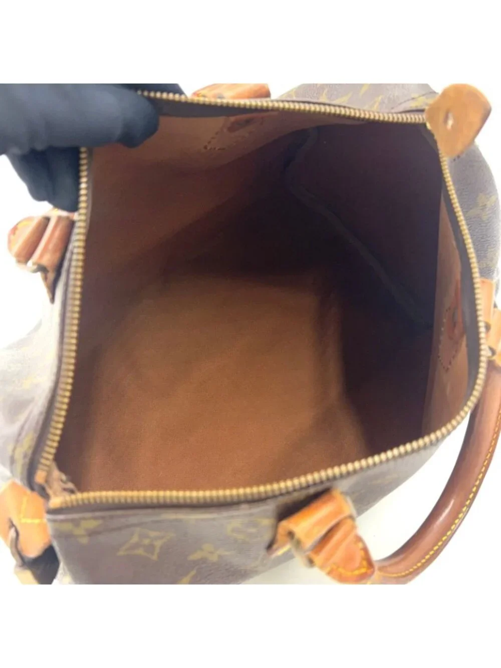 Louis Vuitton Speedy 30 Monogram Leather Brown Light Handbag Gold